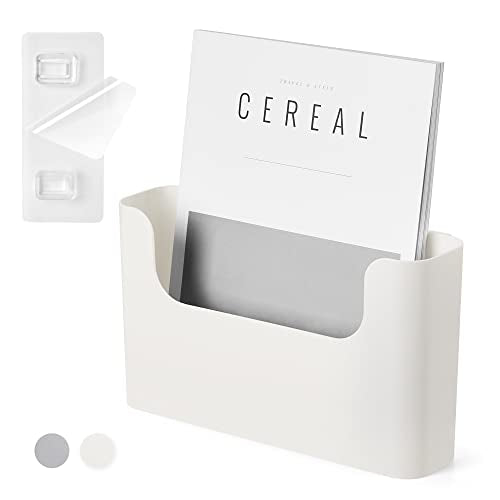 YOHOM No Drilling File Holder Wall Mails Magazines Organizer Adhesive Door Mount, Single Pocket(WHITE, 1 PCS)