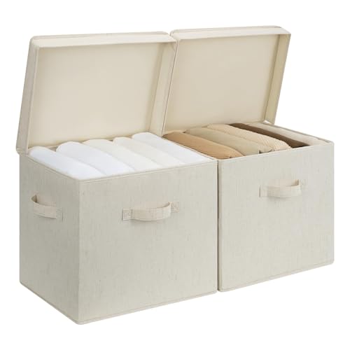 Storage Bins with Lid, Decorative Fabric Storage B... (2 Count)