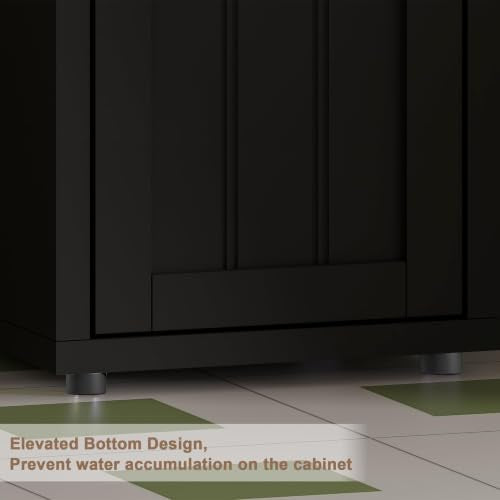 ChooChoo Narrow Bathroom Storage Cabinet with Adjustable Shelves and Drawer | Tall Slim Storage Cabinet, Freestanding Cupboard for Small Spaces, Black