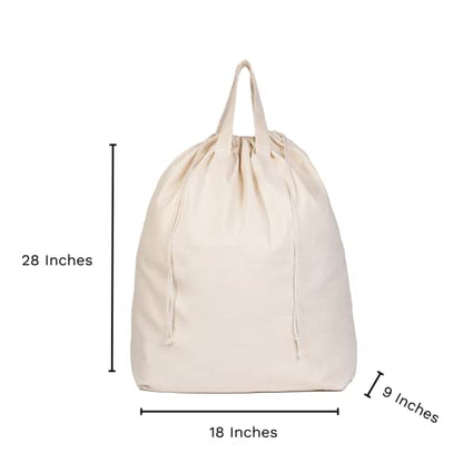 College Dorm Laundry Bags - Versatile and Heavy Duty College Laundry Hamper Liner with Drawstring - Canvas Laundry Basket Liner - 100% Cotton, Washable and Foldable Cloth Laundry Bags (1 Pack)