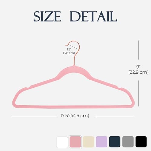 HOUSE DAY Pink Velvet Hangers 60 Pack, Premium Non-Slip Felt Clothes Hanger | Durable Space Saving Hangers, Sturdy for Suits, Heavy Duty Coat + No Hanger Marks, 360° Swivel Rotating Rose Gold Hook
