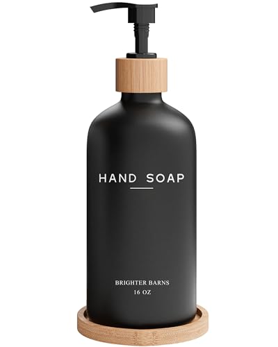 Black Glass Hand Soap Dispenser Bathroom Set by Br... (Black H)