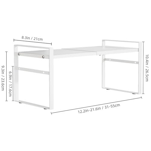 Expandable Cabinet Shelf Organizer Riser for Kitchen Pantry Cupboard Under Sink Countertop,Kitchen Cabinet Shelf (White) | Expandable