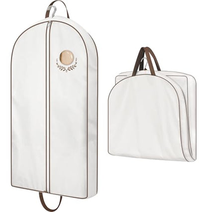 MISSLO 40" Cotton Garment Bags for Travel Waterproof Suit Bag Travel Mens Breathable Suit Cover Foldable Fur Coat Covers for Closet Storage for Women Short Hanging Clothes Bag for Jacket, Shirt, Dress
