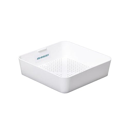 8.5-inch Floor Sink Drain Cover Alternative, Square Drain Basket for Restaurants, Use Below 3 Compartment Sink. Sink Strainer with 0.19-inch Holes, Versatile Plastic Drain Screen Basket