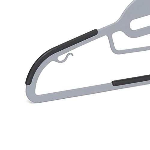 Amazon Basics Space Saving Non-Slip Rubber Coated Plastic Hangers with 360° Swivel Hook, Thin, Gray, Pack of 50