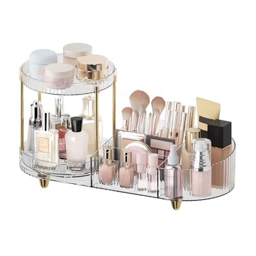 Makeup Organizer Countertop for Vanity, Rotating P... (Clear)