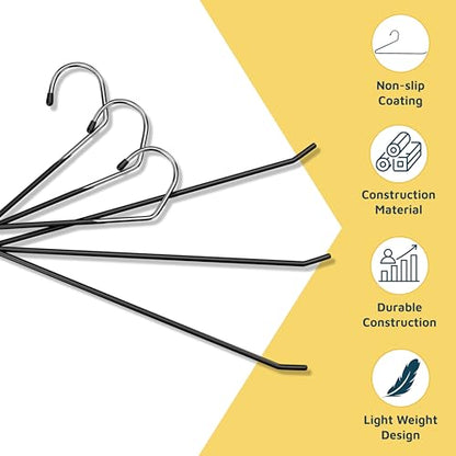 Lifemaster Metal Pants Hanger Set - 30 Pieces Elegant Non-Slip Closet Space Saving Hanger Set for Pants, Trouser, Blankets, and Jeans with Rubber Coating and Open Ended Sleek Design - Black