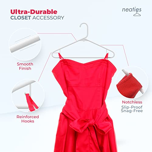 Plastic Hangers 30 Pack – Made in the USA – 6lb Capacity Standard Clothes Hangers with Strap Hooks for Dresses, Lingerie, Shirts, Pants, and Jackets – White
