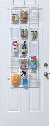 Simple Houseware 15 Pockets Clear Over the Door Pantry Organizer, 2 Pack | 52" x 18", Cabinet & Kitchen Hanging Storage