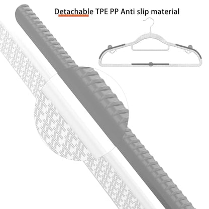 60 Pack Heavy Duty Plastic Hangers, Non Slip Clothes Hangers with Rubber Pads and 360° Hook - Thin Space Saving Hanger, Closet Organizer for Shirt, Pants, Suit, Skirt,Coat - Gray