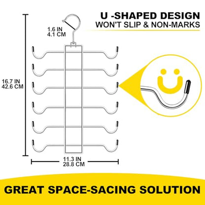 Metal Tank Top Hanger 2 Pack, 360° Swivel Closet Organizers and Storage | Space Saving Bra Organizer with 24 Access Hooks, Apartment College Dorm Room Essentials, Small Space Organization Solution