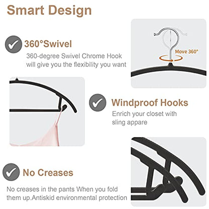 Ergonomic Curved Plastic Hangers 50pack - No Shoulder Bump Design, Non-Slip Grip for Delicate Fabrics, Heavy Duty Clothes Hangers, Holds Up to 11lbs - Ideal for Silk, Coats & Winter Wear(Black)