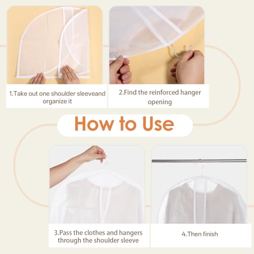 25 Pcs Shoulder Covers for Hanging Clothes, 24 x 17 Inch Plastic Garment Cover Clear Dust Clothes Hanger Covers for Coats, Dress, Suit, Sweater, Jackets