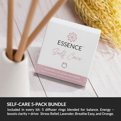 Essence Travel Amenity Kit | Travel Essentials & Travel Size Toiletries Kit | 5-Pack Nasal Diffuser Rings, Sleep Mask, Lotion & Hygiene Kit | Travel Toiletry Kit for Women | Black Case