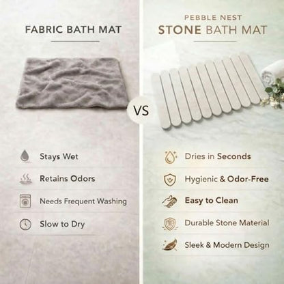 Foldable Stone Bath Mat Large 30" x 17" – Diatomaceous Earth Quick Drying Non-Slip Bathroom Mat – Super Absorbent Diatomite Mat, Durable & Easy to Clean, Modern (White, Large 30" x 17")