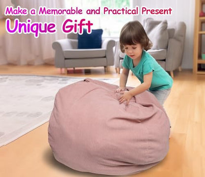 Bean Bag Cover for Organizing Plush Memory Foam Stuffed Animal Bean Bag Storage Soft Washable Premium Corduroy Organizer Keep Room Clutter Stuffable (Without Filling) X-Large