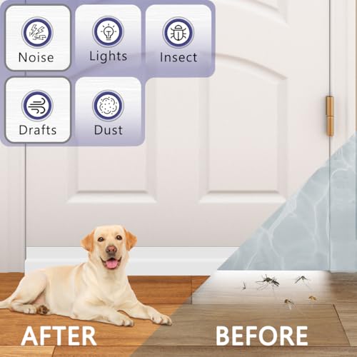 Door Draft Stopper,Adjustable Door Sweep for Bottom of Door,Silicone Weather Stripping Door Bottom Seal Blocker Air Noise,Under Door Gap Filler for Interior/Exterior Doors(White, 78inch)