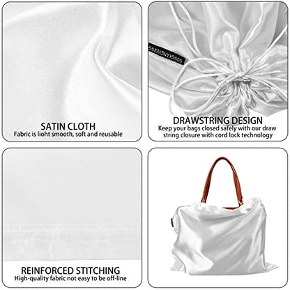 GONGKANGYUAN 12 Pcs Dust Bags for Purses and Handbags Satin Purse Storage Organizer With Drawstring Closure Handbag Protector (White)