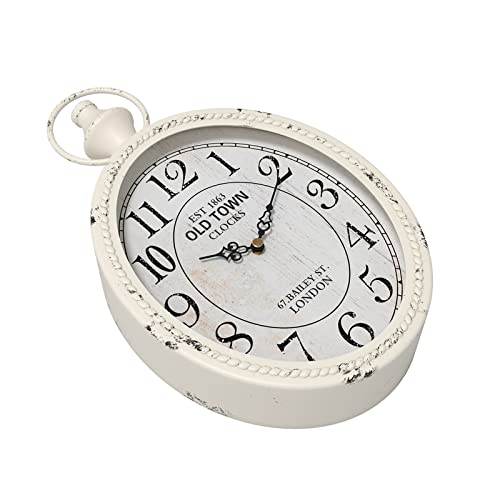 Menterry Small Retro Oval Wall Clock Antique Old Design,White Vintage Style | Battery Operated Silent Decor Wall Clocks for Kitchen,Bedroom,Farmhouse,Bathroom (11.2" H x 6.7" W)