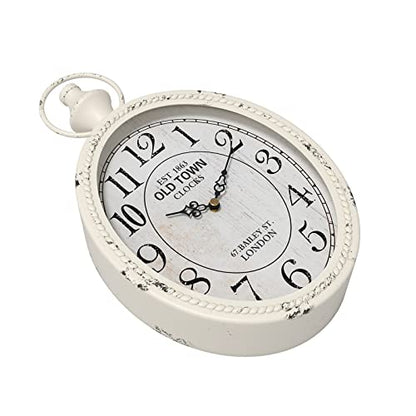 Menterry Small Retro Oval Wall Clock Antique Old Design,White Vintage Style | Battery Operated Silent Decor Wall Clocks for Kitchen,Bedroom,Farmhouse,Bathroom (11.2" H x 6.7" W)