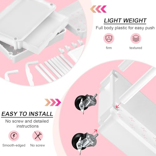 Goovilla 3 Tier Rolling Utility Cart Organizer with Removable Drawer, White | Stable and Sturdy Rolling Storage Carts with 2 Lockable Wheels for Bathroom, Kitchen, Snack, Craft, Makeup, Baby Essentials
