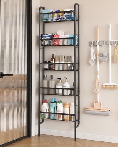 UMDONX Narrow 5-Tier Behind-the-Door Bathroom Storage Rack | Space-saving Storage for Tight Spaces; Suitable for Kitchen and Bathroom