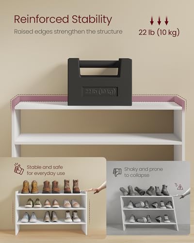 VASAGLE Shoe Rack for Closet, Stackable Organizer Shelf | Stackable Shoe Organizer Shelf for Entryway, 3 Tiers, 11.7 x 32.3 x 21.3 Inches, White, CUSTOS Collection, ULBS061WZ01S