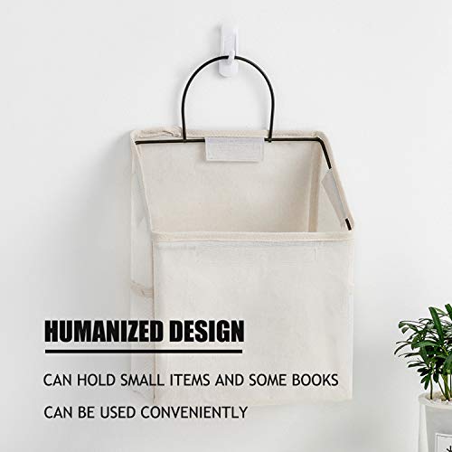 Wall-Hanging Storage Bags, Desktop Organizer Basket Cotton Linen Hanging Storage Basket for Kitchen,Bderoom,Living Room (#2 White)