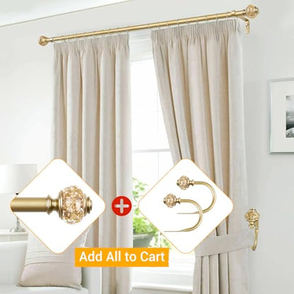 Gold Curtain Holdbacks, Decorative Drapery Tiebacks, 2 Pack/1 Pair | Curtain Hooks for Drapes, Wall Mounted, Vintage Crystal Finials, Durable Metal Material, Size: Small(3.95" L x 3.4" W)