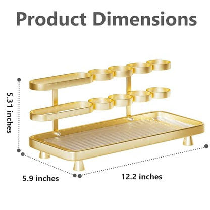 Electric Toothbrush Holder for Bathroom Countertop 5 Metal Slots Toothpaste Razor Mouthwash Organizer, Gold