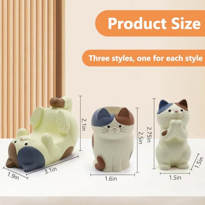 3 PS Cat Shaped Phone Holder and Eyeglass Frame with Pen Holder, Animal Resin Gift for cat Enthusiasts, Home and Office Fashion Accessories-White