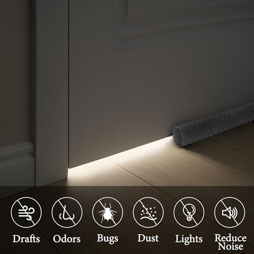 Premium Velvet Under Door Draft Stopper, Adjustable 30-36 Inches