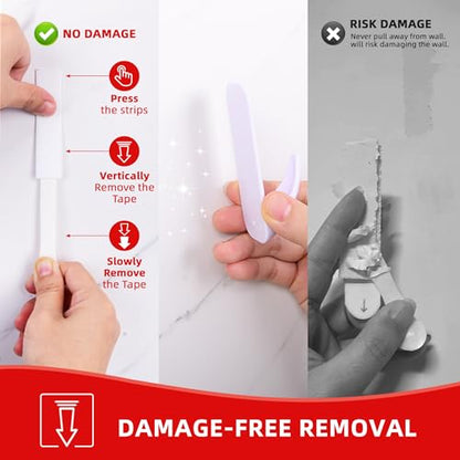 Wire Wall 32 Hooks with 36 Strips, Damage Free Adhesive Hooks,Keys,Kitchen | Heavy Duty, 36 Strips, Damage Free Adhesive, For Key Holder, Coat, Door, Shower Hanging