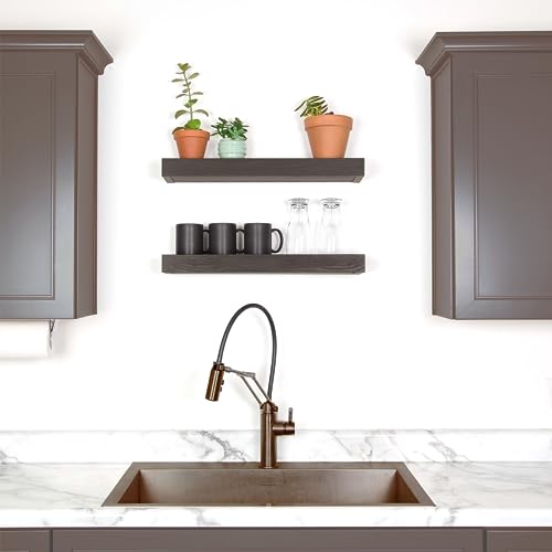 515602 Modern 18" Floating Shelf Holds up to 15lbs... (Black | Wood)