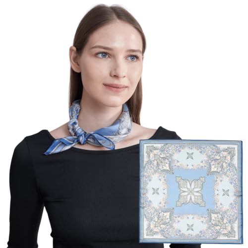 Tayri 100% Pure Mulberry Silk Scarf | 20" Small Square Multi-Use Accessory | Luxurious,lightweight mulberry silk neckerchief for women and men;suitable for hair,handbag, and neck styling; an ideal gift
