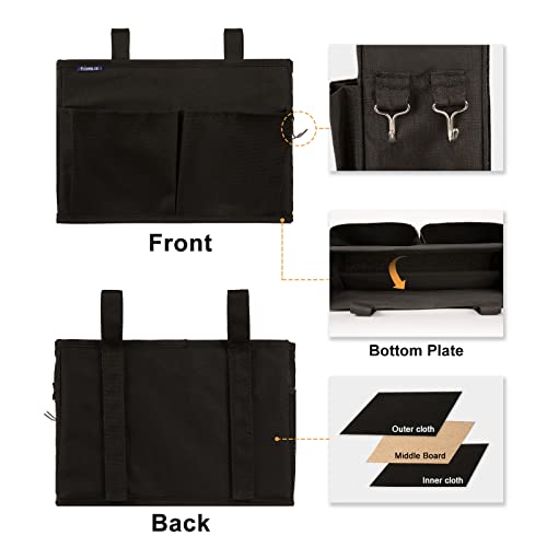 Surblue Caddy Hanging Organizer Bedside Storage Bag for Bunk and Hospital Beds, Black, Small