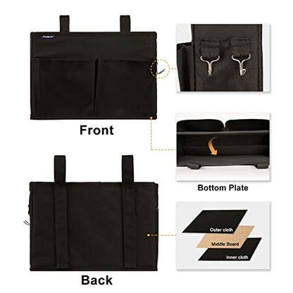Surblue Caddy Hanging Organizer Bedside Storage Bag for Bunk and Hospital Beds, Black, Small