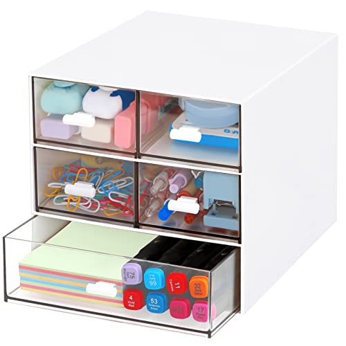 Desk Organizer with 5 Drawers, Rectangular Office... (Plastic)