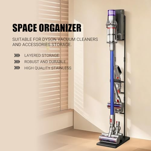 EZ SPARES Vacuum Stand,Vacuum Accessories Stable Metal Storage Bracket Holder Compatible with Dys Handheld V15 V11 V10 V8 V7 V6 Cordless Vacuum Cleaners(Black)