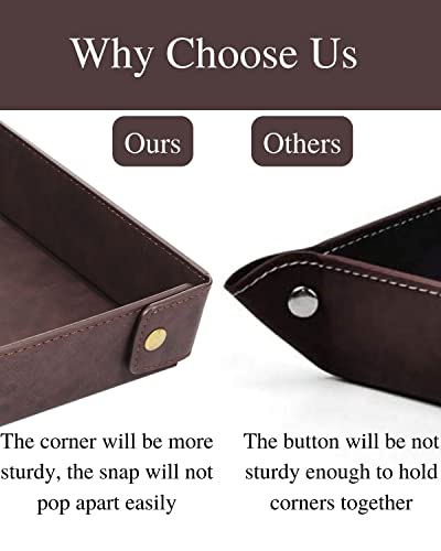 CASIRENA Faux Leather Valet Tray Organizer for Men - Catch-All Tray for Entryway Table Key, Wallet, Watch, Coin Change, Phone, Dresser EDC Dump Jewelry, Bedside Nightstand Desk-top Catchall