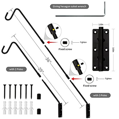 Juegoal Heavy Duty Deck Hook, 25 Inch or 36 Inch Wall Mounted Extended Reach Deck Hook Wall Pole Plant Bracket for Hanging Bird Feeder, Plants, Suet Baskets, Lanterns, Wind Chimes