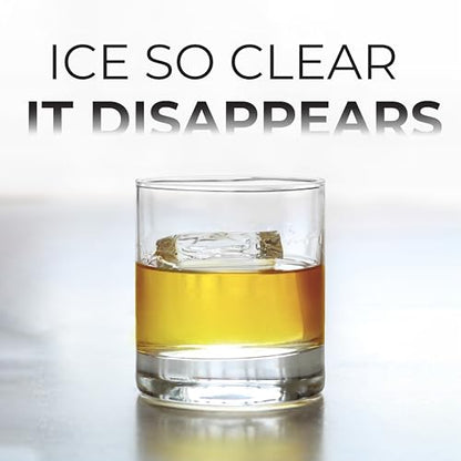 Clear Ice Cube Maker | Large 2-Inch Square Silicone Mold, Whiskey & Bourbon