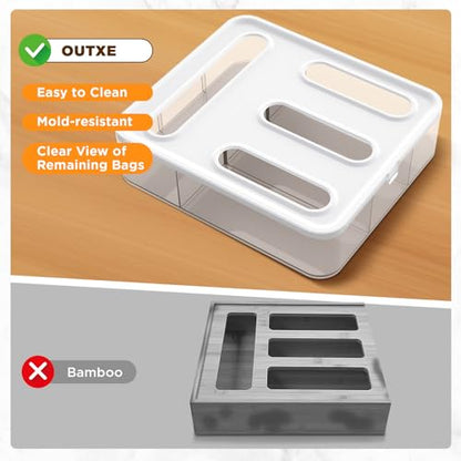 Bag Organizer for Drawer + Fridge, Magnetic Kitche... (Clear)