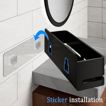 Shower Caddy,2-Pack Shower Shelf,no Drill Shower Organizer(Black) | Large Capacity No-Drill Bathroom Organizer,Aluminum Storage Basket, Adhesive Installation