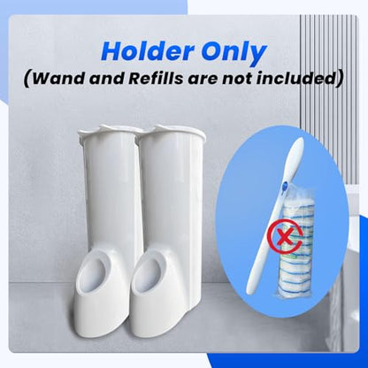 2 Packs Toilet Caddy Wand Holder (Holder Only, No Wand), Disposable Brush Kit, Stand Toilet Cleaning Starter Kit, Wall Mounted Storage Caddy.