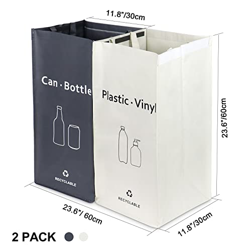 JIALAI HOME Recycling Bin, Separate Large Recycle Bins for Kitchen - Indoor Home Trash Bin, Recyclable Waste Trash Sorting Organizer, Durable, Washable, Affordable Recycle Bags, 2 Pack