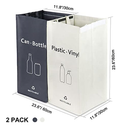 JIALAI HOME Recycling Bin, Separate Large Recycle Bins for Kitchen - Indoor Home Trash Bin, Recyclable Waste Trash Sorting Organizer, Durable, Washable, Affordable Recycle Bags, 2 Pack