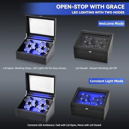 hightall Luxury Automatic Watch Winder for Rolex/Omega/Cartier for Automatic Watches with Whisper-Quiet Motor (<5dB), Anti-Scratch Memory Foam & Stable Base