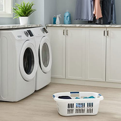 Rubbermaid Laundry Basket XL Hip-Hugger Basket 2.1-Bushel White Laundry Storage/Bathroom/Bedroom/Home Closet